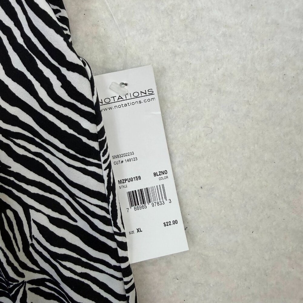VTG NWT Notions 90s Zebra Chic Print Stretchy Top Size XL - Picture 5 of 7
